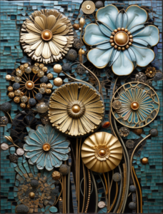 Stunning Art Deco Mosaic: Intricate Floral Arrangement