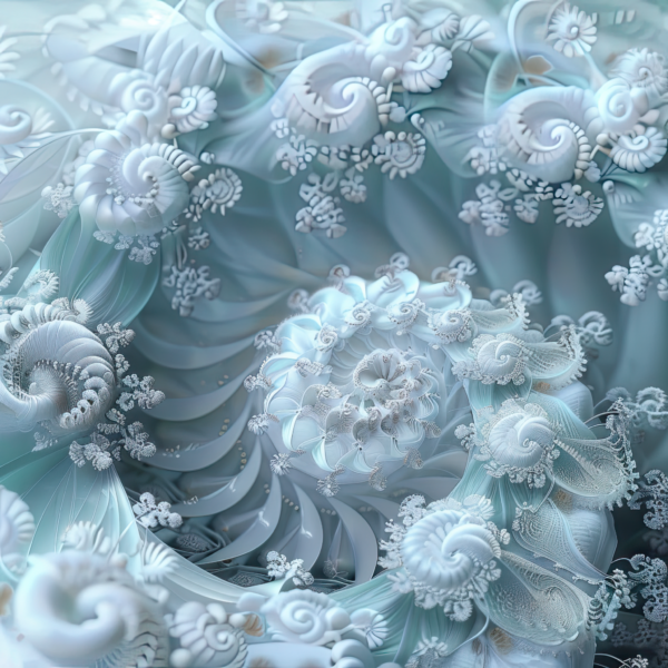 Elegant Swirl of White Flowers Against a Blue Background