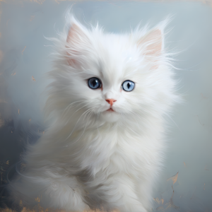 White Kitten with Captivating Blue Eyes