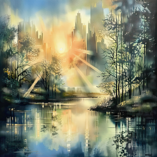 Serene Lake Landscape Painting