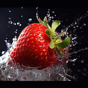 A Strawberry Makes a Splash in Water