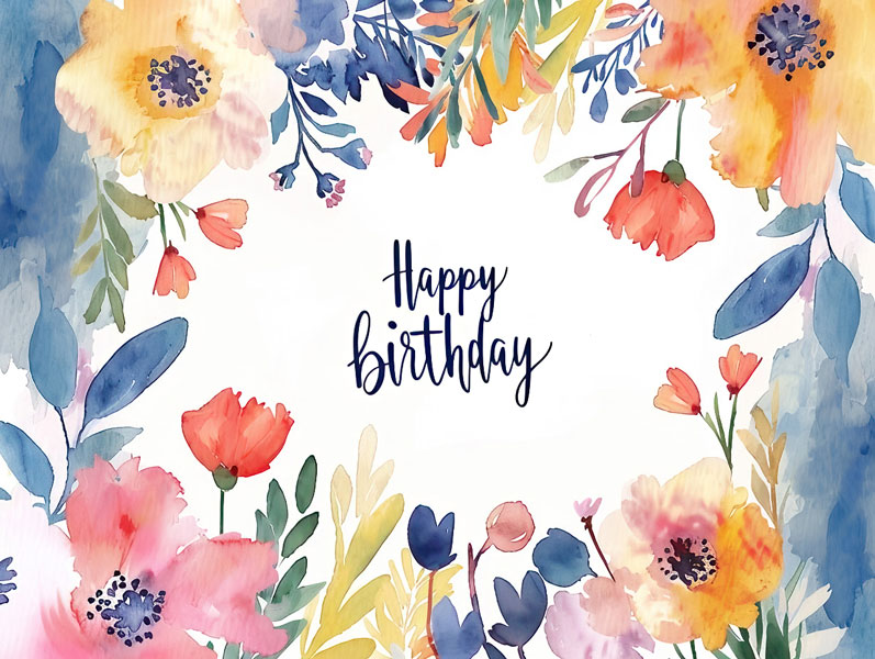 Bundle of Watercolor Happy Birthday Greeting Cards - studio.aip.co.il