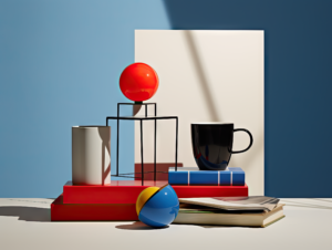 Elegant Still Life Composition with Books, Cup, and Ball