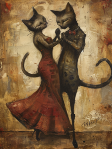 Whimsical Cat Dance: A Delightful and Captivating Artwork