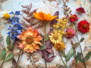 Colorful Flowers Arrangement on White Background