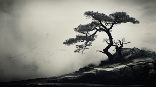 Wabi-Sabi: A Solitary Tree on a Rocky Hill